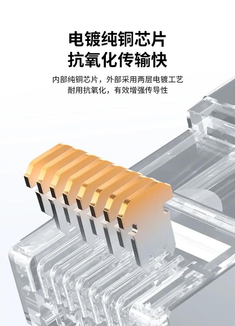 万兆网络水晶头镀金厚度（3U/6U/15U/30U）深度解析 性能与选择指南